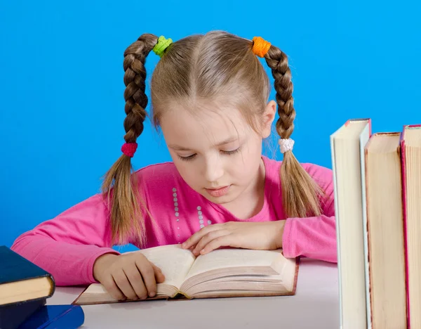 Het meisje leest het boek — Stockfoto