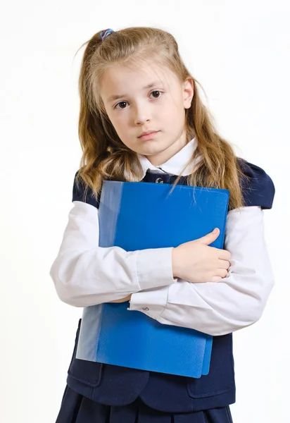 The schoolgirl with the plastic folder — Stock Photo, Image