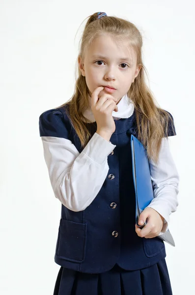 The schoolgirl with the plastic folder — Stock Photo, Image