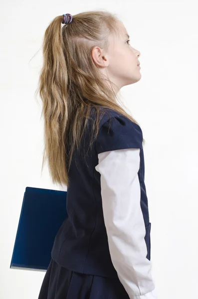 The schoolgirl with the plastic folder — Stock Photo, Image