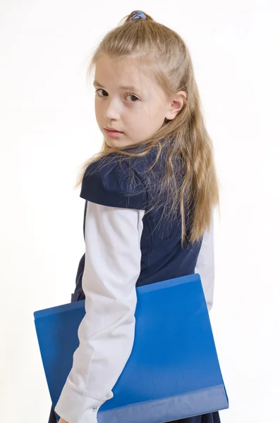 The schoolgirl with the plastic folder — Stock Photo, Image