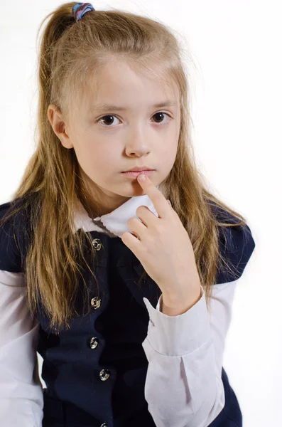 The schoolgirl with a thoughtful air — Stock Photo, Image