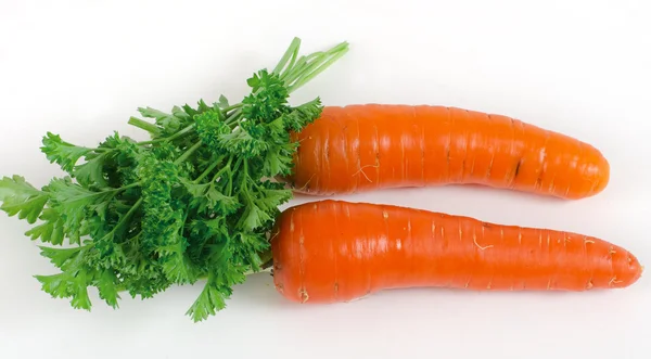 两个胡萝卜和欧芹 — 图库照片