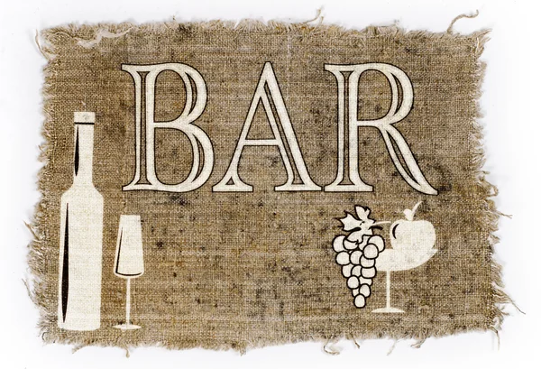 The sign "Bar" on a piece of old canvas — Stock Photo, Image