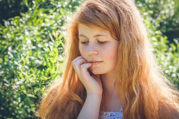 Rural red-haired girl — Stock Photo, Image