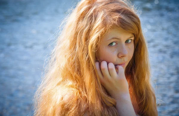 Rural red-haired girl — Stock Photo, Image