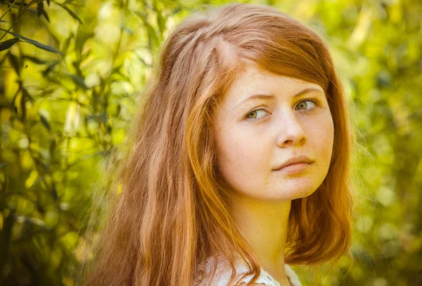 Rural red-haired girl — Stock Photo, Image
