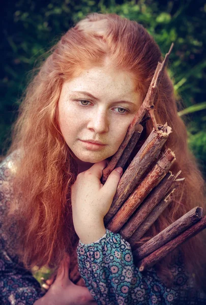 Menina ruiva rural — Fotografia de Stock