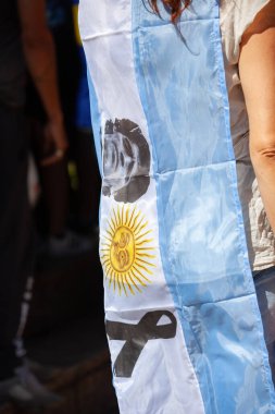 Buenos Aires, Arjantin - 26 Kasım 2020: Buenos Aires 'te Diego Maradona' ya veda bayrağı