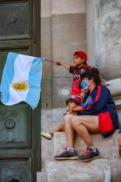 Buenos Aires Argentína November 2020 Emberek Búcsú Napján Diego Maradona — Stock Fotó