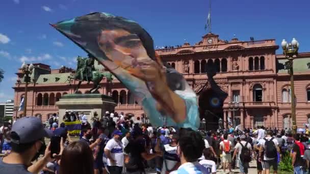 Μπουένος Άιρες Αργεντινή Νοεμβρίου 2020 Αποχαιρετισμός Του Ντιέγκο Μαραντόνα Κοντά — Αρχείο Βίντεο