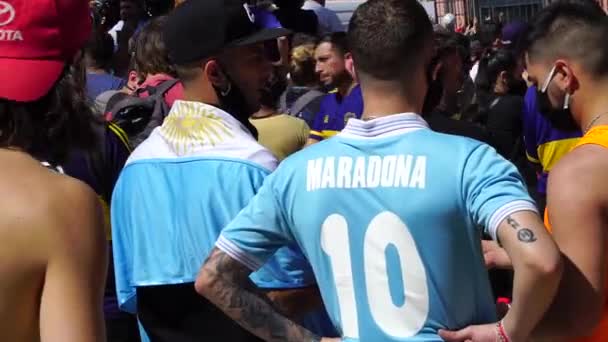 Buenos Aires Argentína November 2020 Emberek Búcsú Napján Diego Maradona — Stock videók