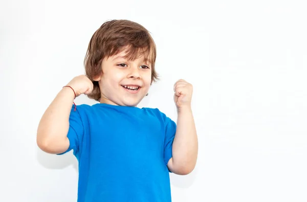 Portrait Emotional Boy Light Background — Stock Photo, Image