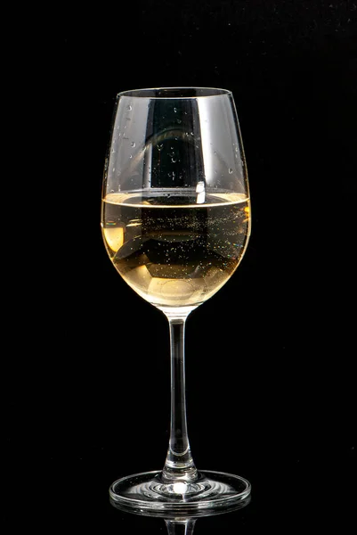 Wine Glass Black Background — Stock Photo, Image