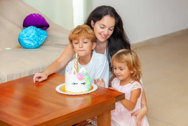 Happy Family Birthday Little Daughter — Stock Photo, Image