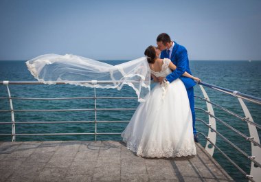 Gelin ve damadın düğün fotoğrafı.