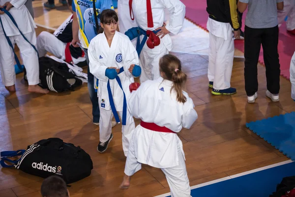 Karate Turnuvası katılımcıların — Stok fotoğraf