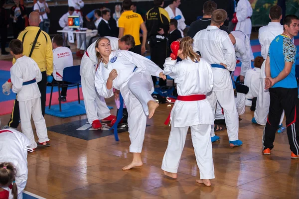 Karate Turnuvası katılımcıların — Stok fotoğraf