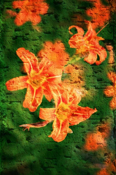 Double exposure of floral objects