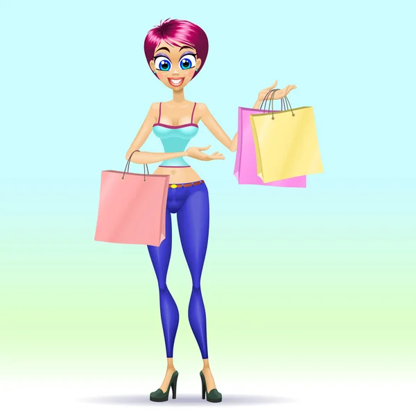 Menina de compras — Vetor de Stock