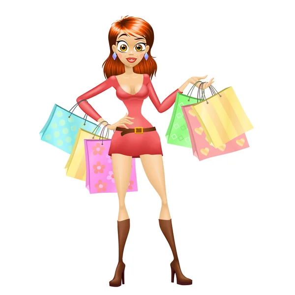 Shopping girl — Stock Vector