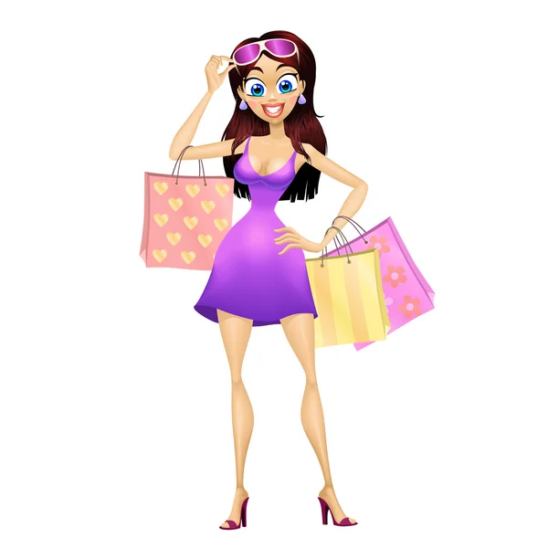 Chica de compras — Vector de stock