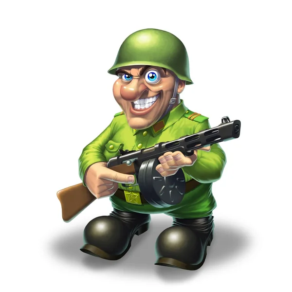 Солдат с пулеметом — стоковое фото