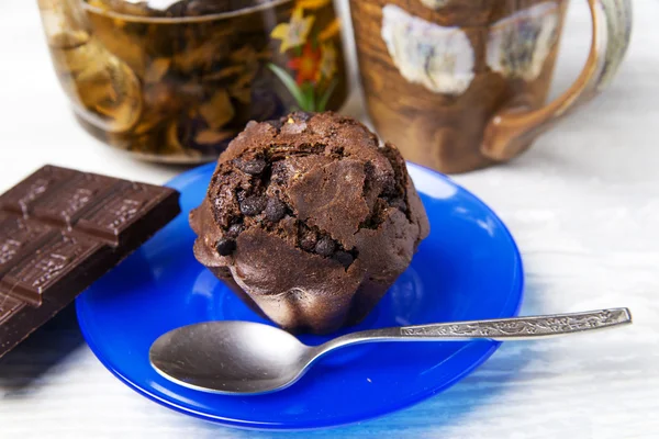 Muffin és csokoládé — Stock Fotó
