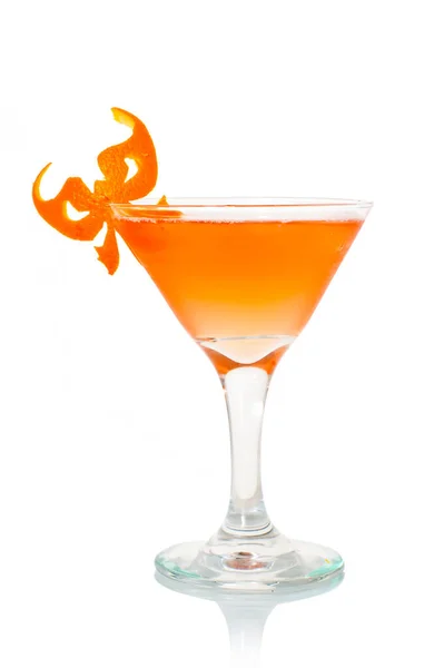 Cocktail Rafraîchissant Jus Orange Dans Grand Verre Isolé Sur Fond — Photo