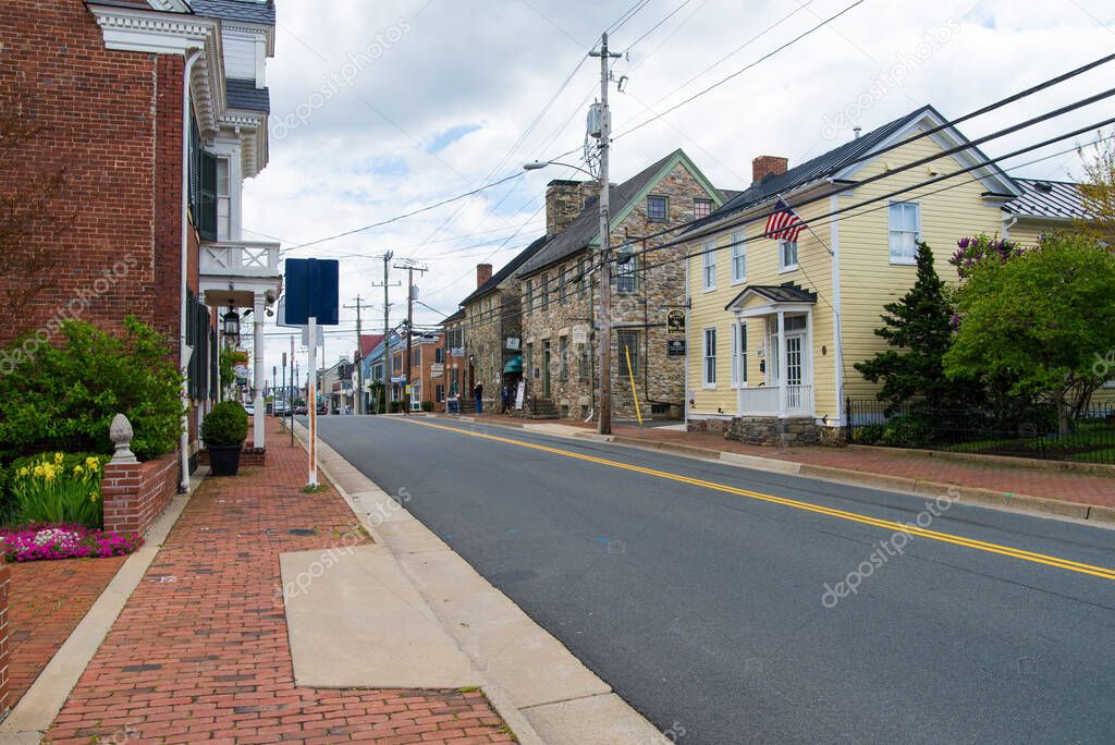 Leesburg, Virginia, USA. April 20.2021. Historic town in Loudoun County, Virginia.  tourist town not far from Washington, DC.