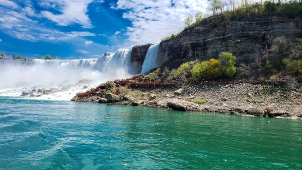 Fantastisk Närbild Botten Niagara Faller Med Sin Tunga Kraftfulla Vattenfall — Stockfoto