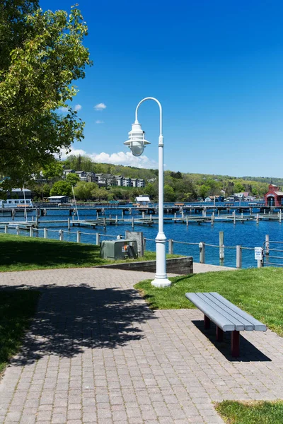 Marina Brzeg Fanlight Pierwszym Planie Watkins Glen — Zdjęcie stockowe