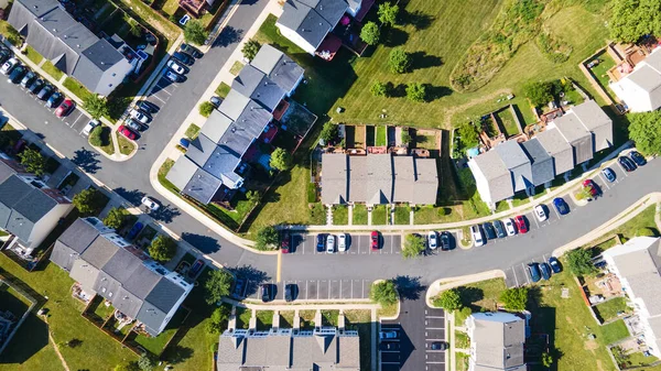 View Drone Residential Area Parking Lots Bend Road — Photo