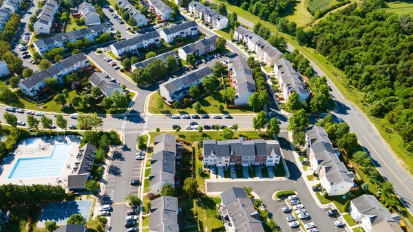 Residential Area Parking Roads Next Forest View Drone — Photo