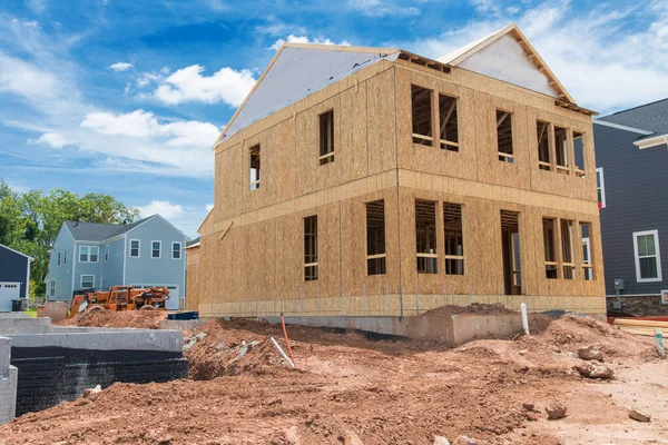 Construcción Nuevas Viviendas Barrio Las Afueras Ciudad Imagen de stock