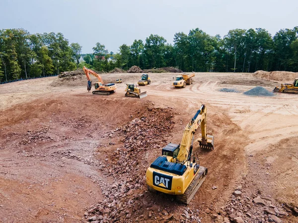 Leesburg Virginia Estados Unidos Agosto Equipo Excavación Movimiento Tierra Sitio — Foto de Stock