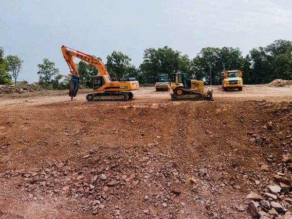 Leesburg Virginia Estados Unidos Agosto Equipo Excavación Movimiento Tierra Sitio — Foto de Stock