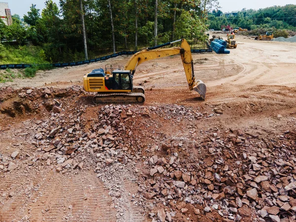 Leesburg Virginie États Unis Août 2021 Excavatrice Équipement Terrassement Sur Images De Stock Libres De Droits