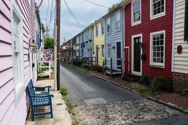 Annapolis Usa 2021 Maisons Ville Colorées Avec Porches Rues Étroites — Photo