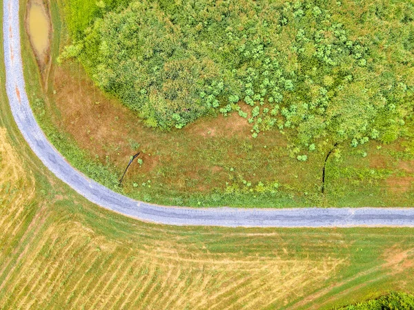 Rural Gravel Road Summer Field View Drone — Stock Photo, Image