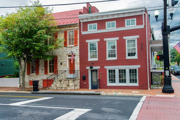 Une Maison Pierre Colorée Dans Une Rue Historique Winchester Virginie — Photo