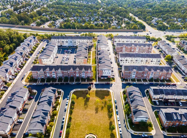 Vista Desde Una Altura Una Zona Residencial Del Suburbio —  Fotos de Stock