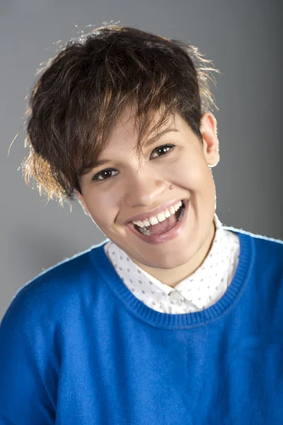 Portrait girl with short hair — Stock Photo, Image