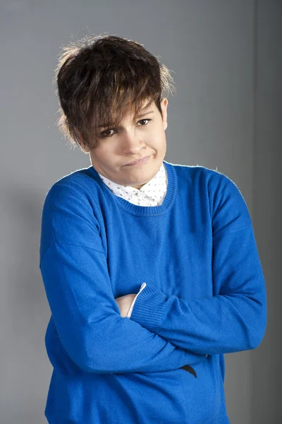 Portrait girl with short hair — Stock Photo, Image