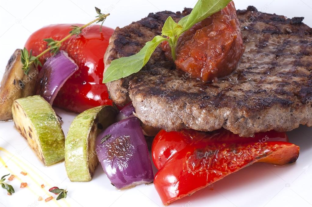 grilled meat with vegetables