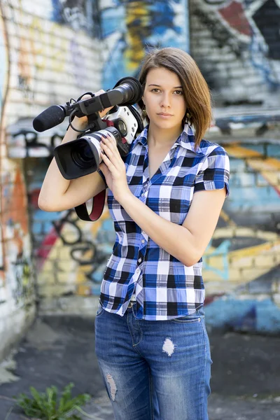 Dziewczyna reporter — Zdjęcie stockowe