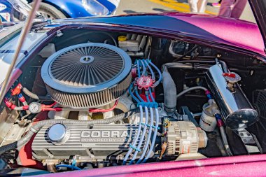 Antika Shelby Kobra 'nın detaylı görüntüsü 1966 Motor Bölümü Açık Hava