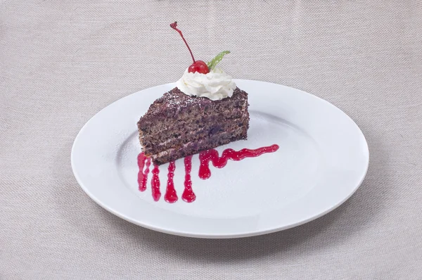 Cake with cherry — Stock Photo, Image