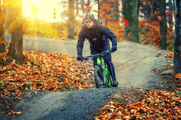 Гірський велосипедист в дії Стокова Картинка