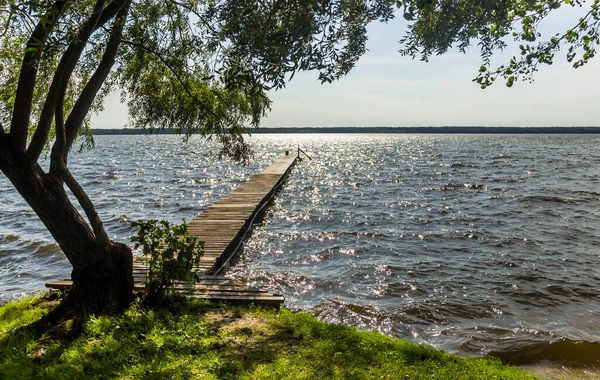 Wooden Pier Liutsymer Lake Shatskyi Lakes Group Shatsk National Natural — Stock Photo, Image